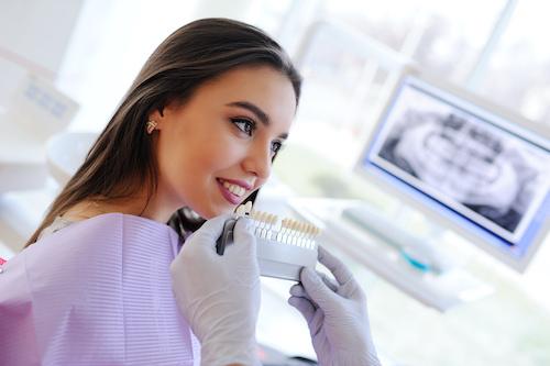 Woman at appointment for veneers in Brandon, FL