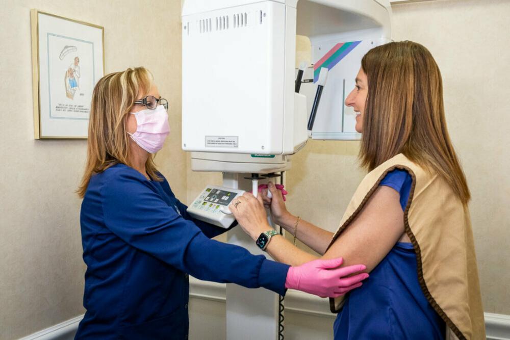 Patient getting x-ray at dentist in Brandon, FL