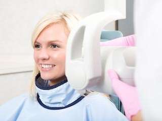 Patient getting digital x-ray at dentist in Brandon, FL